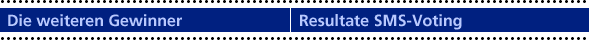 Die weiteren Gewinner | Resultate SMS Voting Die weiteren Gewinner | Resultate SMS Voting